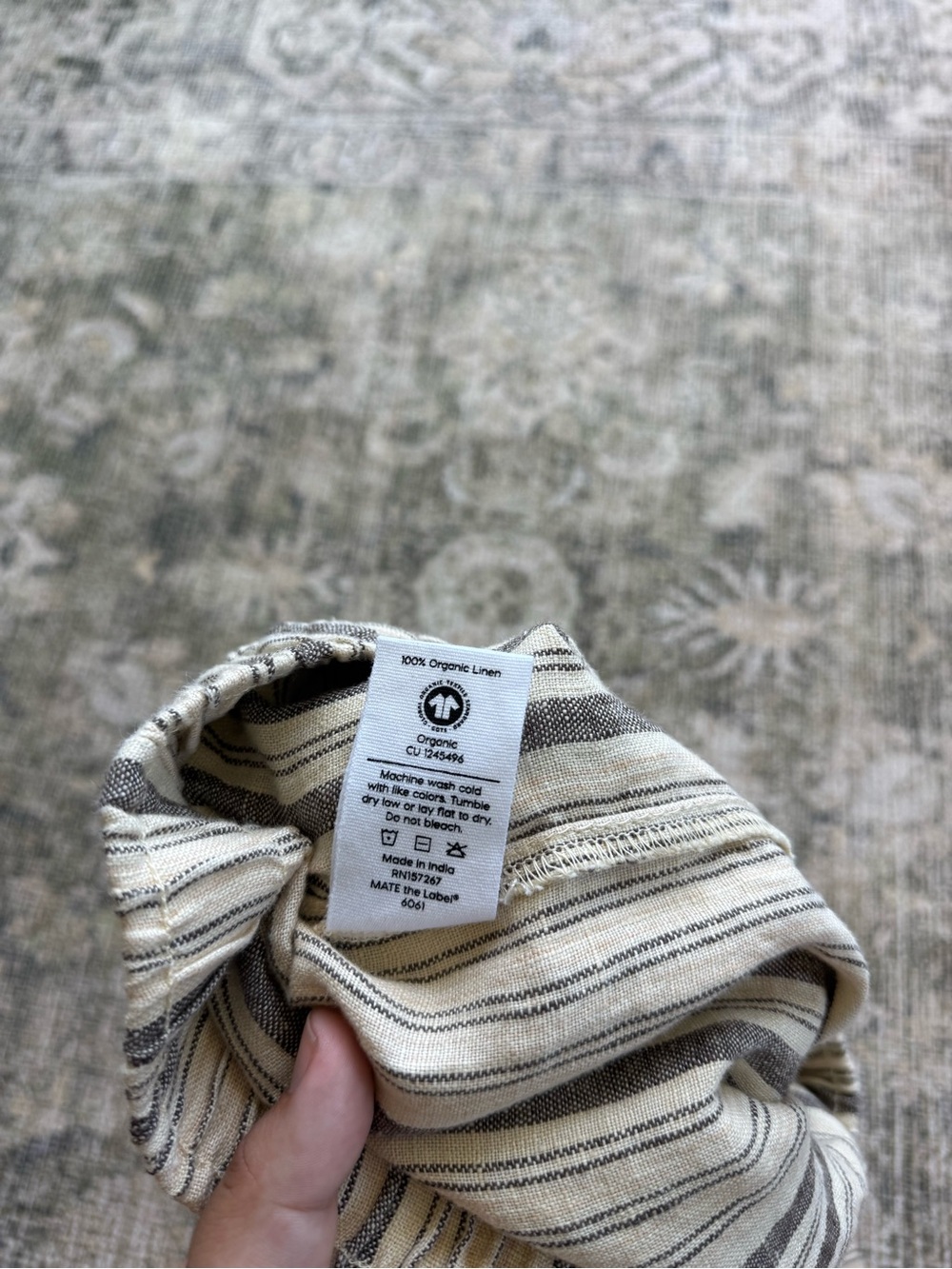 NWT MATE The Label 100% Organic Linen Shorts Pull On Striped Coastal Size XL - Picture 6 of 8